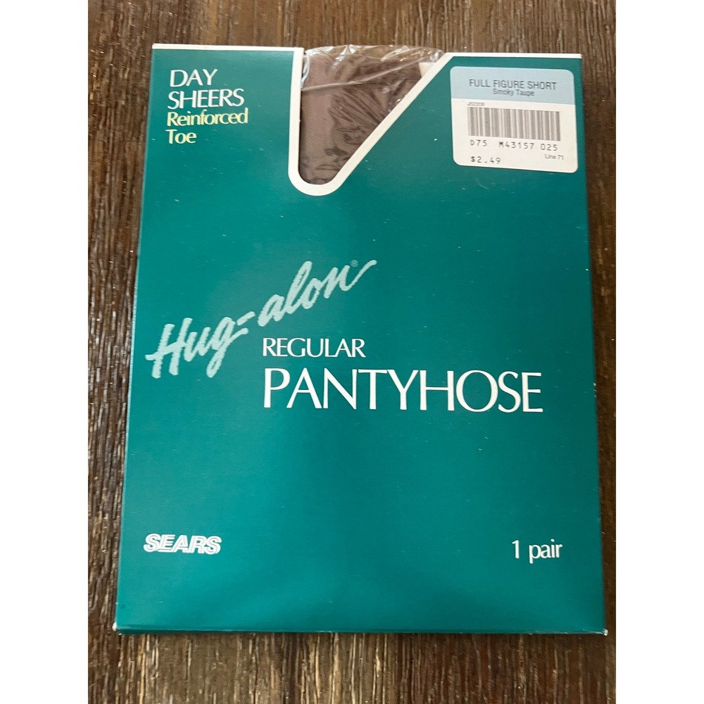 Vintage Sears Hug-alon Regular Pantyhose Smoky Taupe Full Figure Short